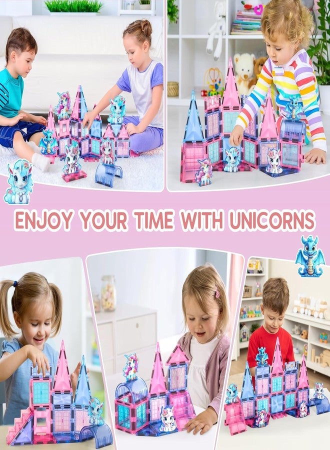 VANLINNY Unicorn Magnetic Tiles, Unicorn Toys for Girls Age 4-6, Magnetic Building Blocks for Kids, Diamond Magnetic Tiles 3D Educational Toy, STEM Construction for Toddlers, Birthday Gifts for Boys and Girls - Image 5